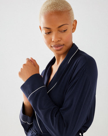 Navy Modal Dressing Gown